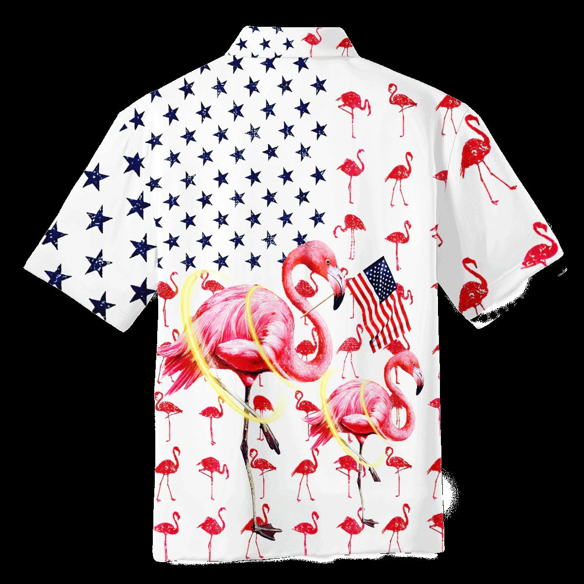 Beautiful Flamingo Hawaiian Shirt Full Printed/ Flamingo American Flag Happy 4Th Of Jul Hawaii Shirts