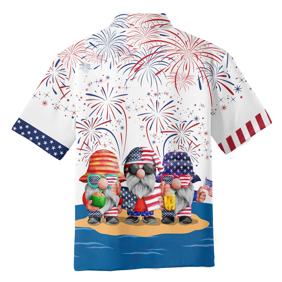 Cute Lovely Gnome Independece Day Hawaiian Shirts/ Gnome Hawaii Aloha Beach Shirts/ Gnomes Patriotic Lovers Gift