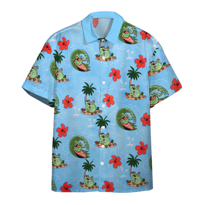3D Ghostbusters Slimer Ugly Hawaii Vibe Custom Hawaiian Shirt/ Hawaiian Shirts for Men Short Sleeve Aloha Beach Shirt
