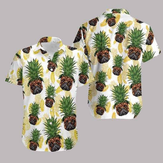 Hawaii Shirt – Pug Pineapple Head Dog Love Hawaiian Aloha Shirts