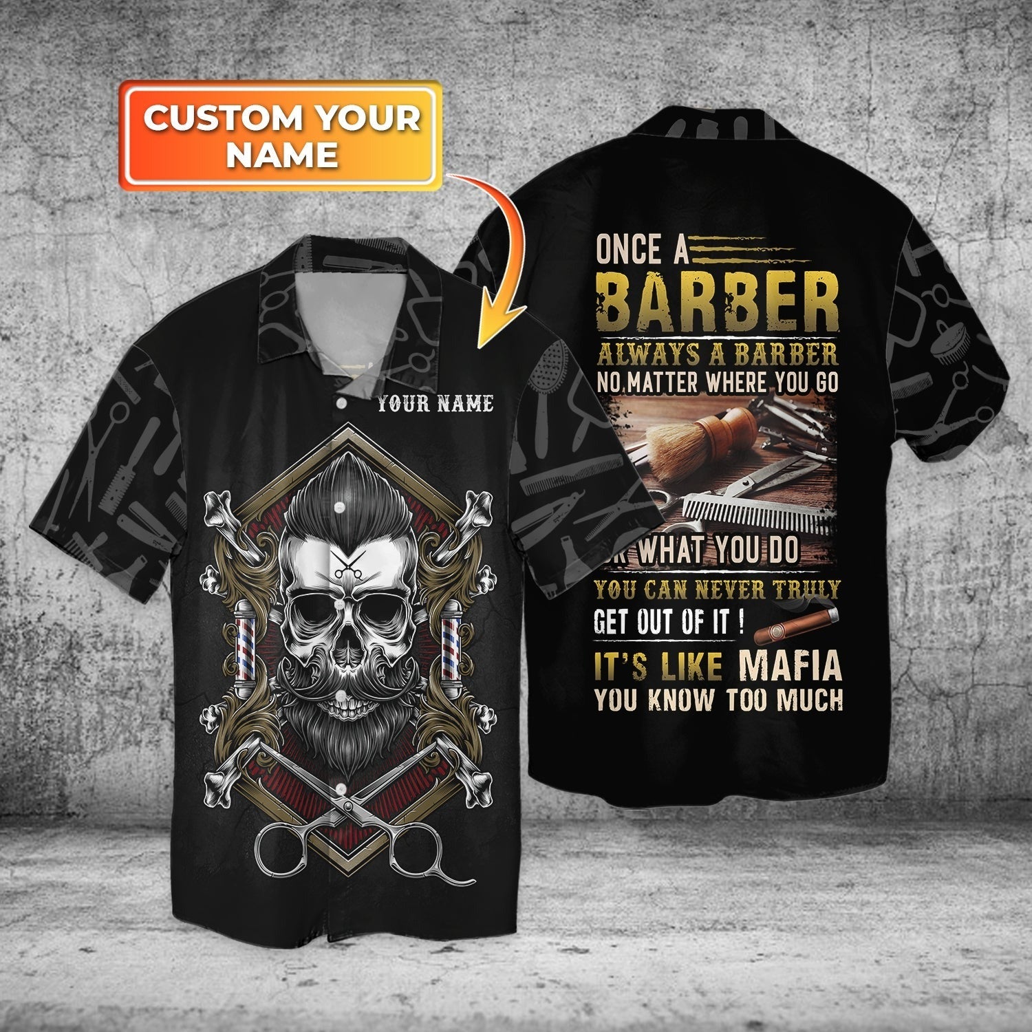 Personalized Barber Hawaii Aloha Beach Shirts Short Sleeve/ Barber Hawaiian Shirts/ Gift For A Barber Man