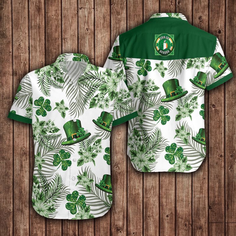 Hawaiian Aloha Shirts Irish St Patrick''s Day Green Hat and Shamrock/ Patrick''s day hawaiian shirt