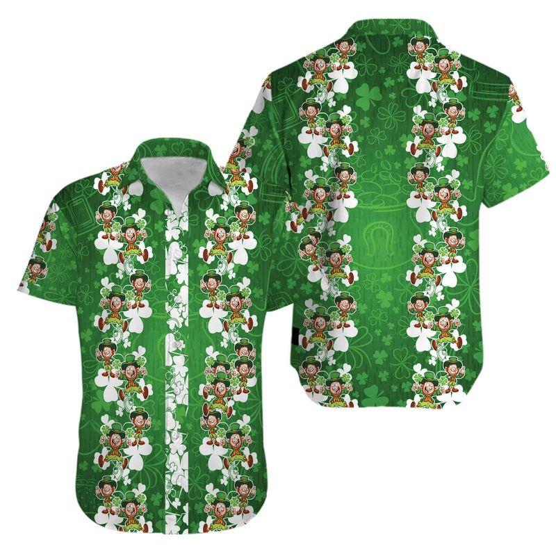 Hawaiian Aloha Shirts Irish St Patrick''s Day Leprechaun Shamrock