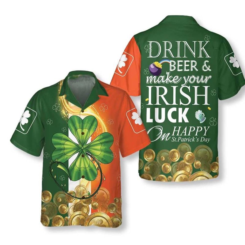 Hawaiian Aloha Shirts St Patrick''s Day Beer And Irish Luck/ St Patrick''s Day Hawaiian shirt
