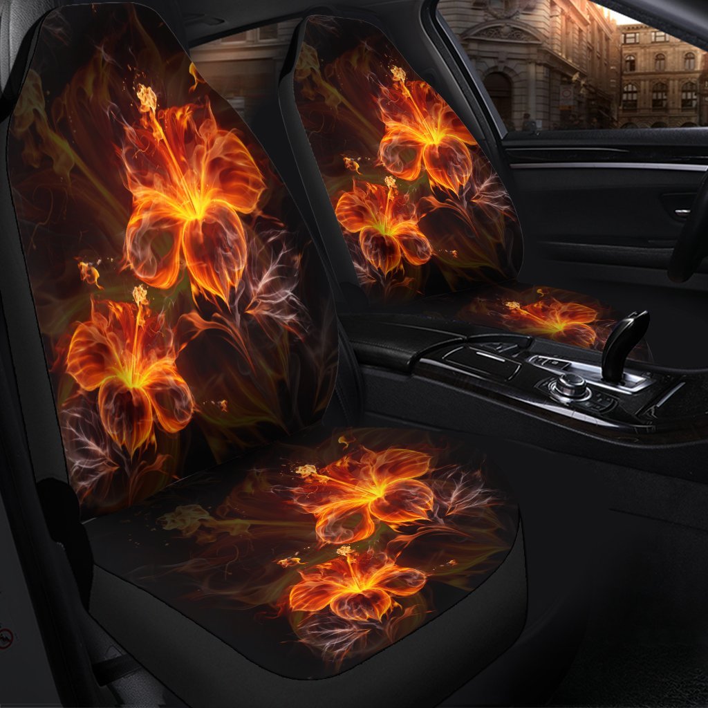 Hawaiian Hibiscus Fire Polynesian Car Seat Covers