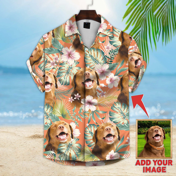 Custom photo Dog Multicolor floral Aloha Shirt/ Summer gift/ Short Sleeve Aloha Beach Shirt/ Dog Hawaiian shirt For Men/ Women