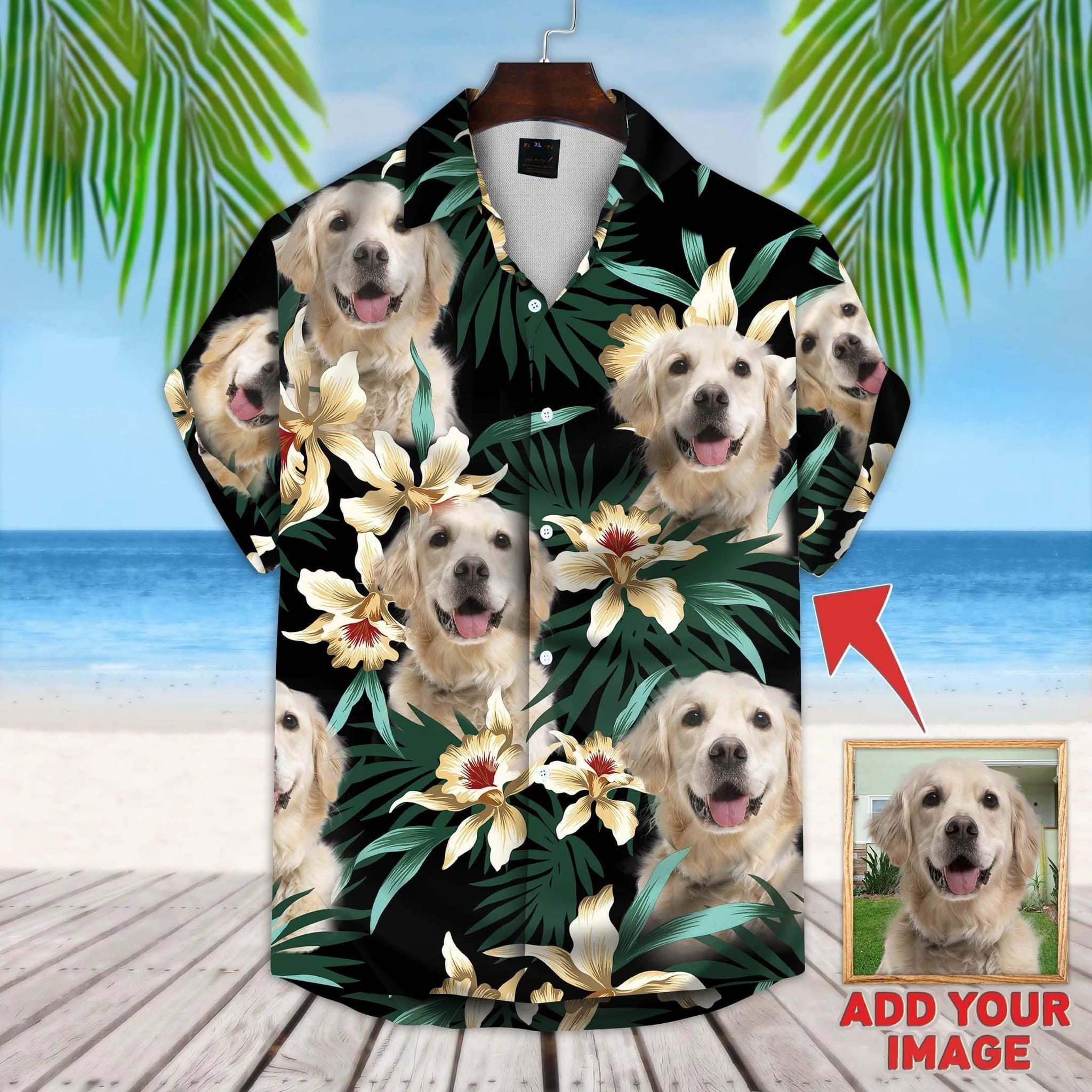 Custom photo Dog floral Aloha Shirt/ Dog Hawaiian shirt For Men/ Women/ dog Flowers Pattern Short Sleeve Hawaiian Shirt