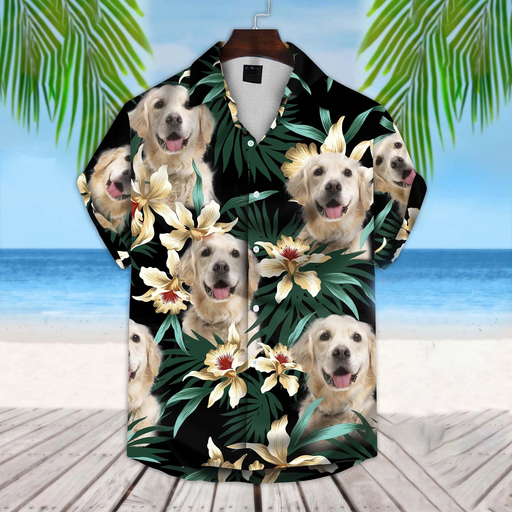 Custom Photo Dog floral Pattern Aloha Hawaiian Shirt/ Gift for Dog lovers/ Summer Dog Hawaiian shirt For Men/ Women