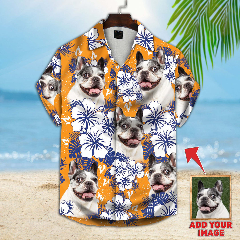 Custom Image Flowers Pattern Short-Sleeve Hawaiian Shirt/ Summer Pet Shirt/ Gift for Dog Cat Lover