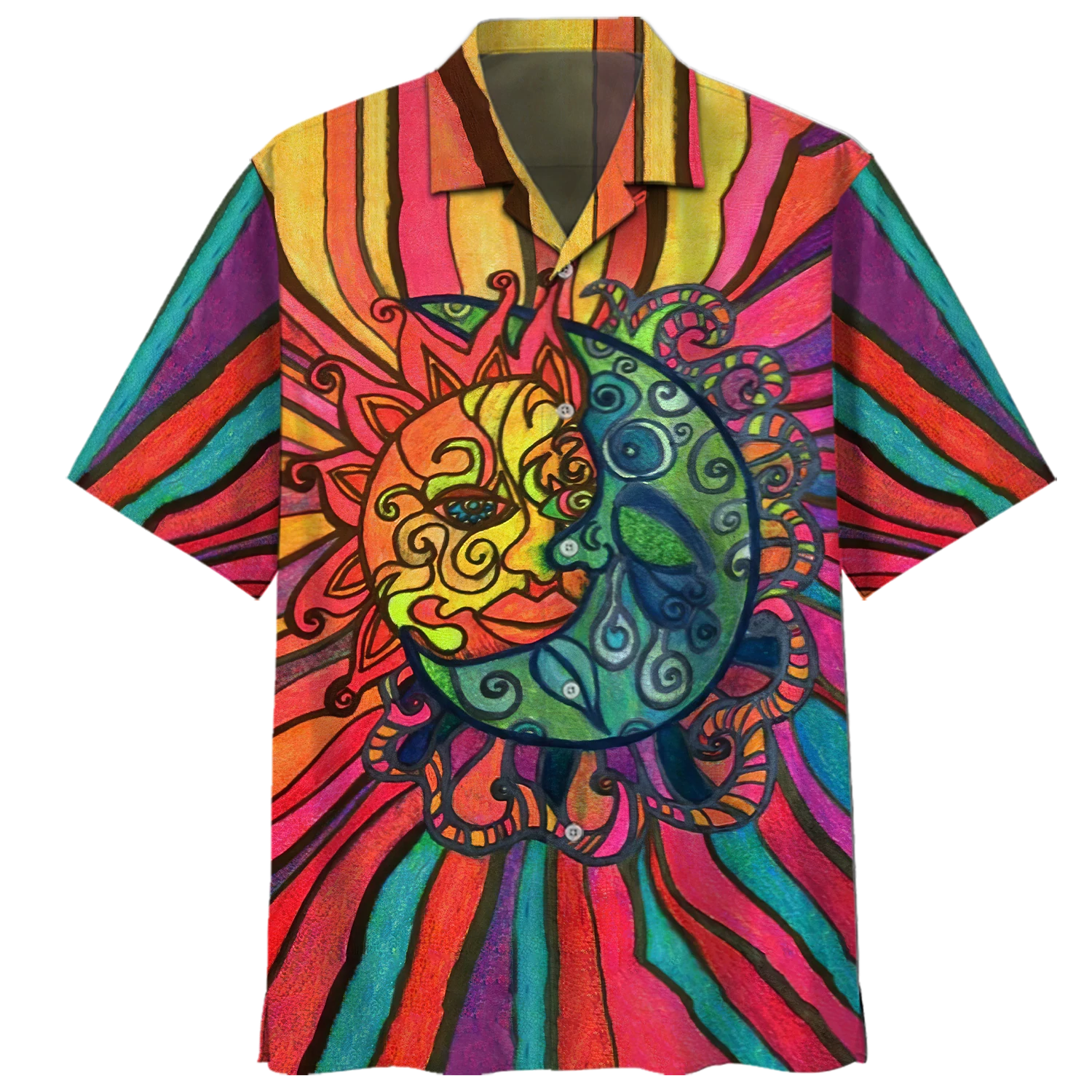 Imagine All The People Living In Peace- Peace Sign- American Flag- Hippie Hawaiian Shirt