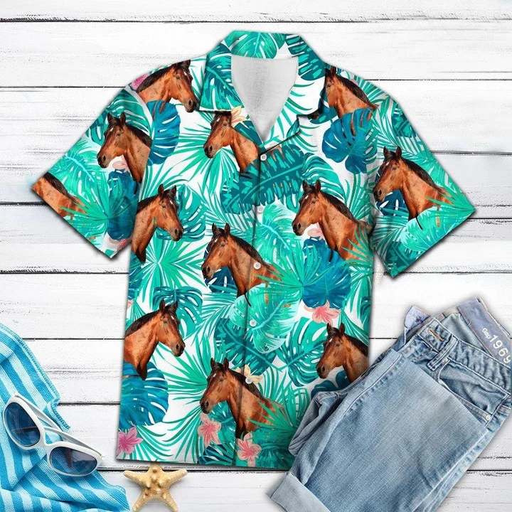 Head Of Horse Tropical Forest Hawaiian Shirt for Men/ Women