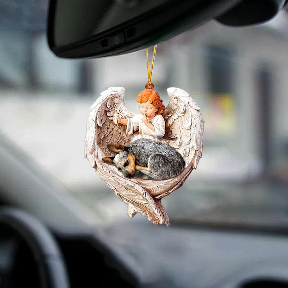Sleeping Australia Cattle Protected By Angel Car Hanging Ornament