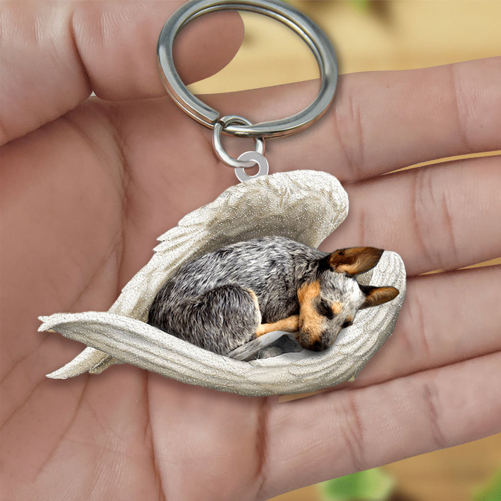 Heeler Sleeping Angel Acrylic Keychain Dog Sleeping keychain