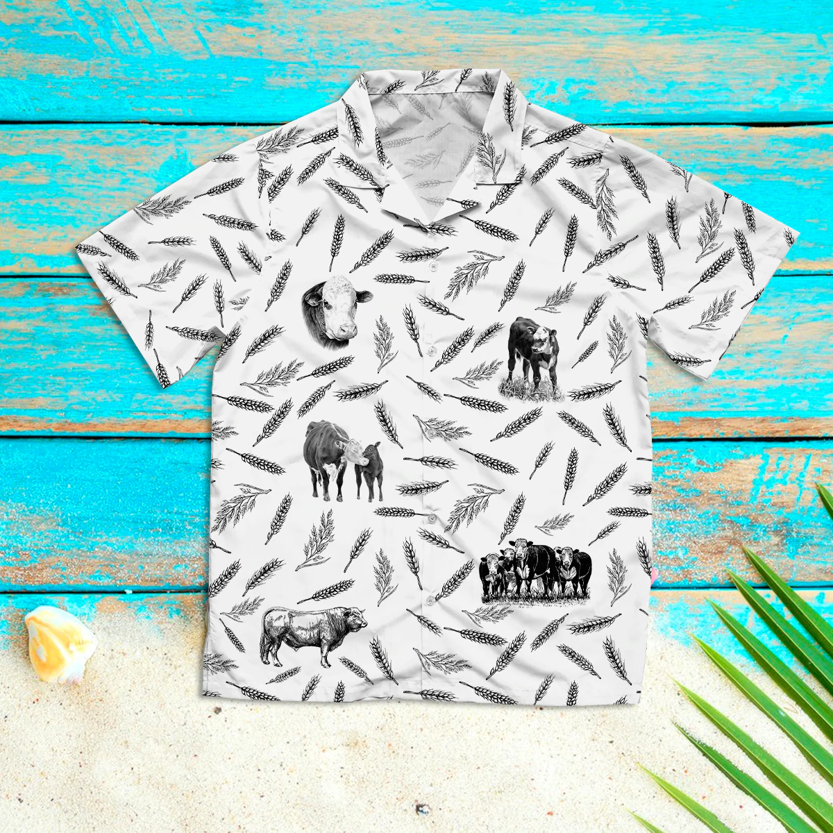 Hereford Cattle pattern Hawaiian Shirt/ Summer Hawaiian Shirts for Men and Women Aloha Beach Shirt