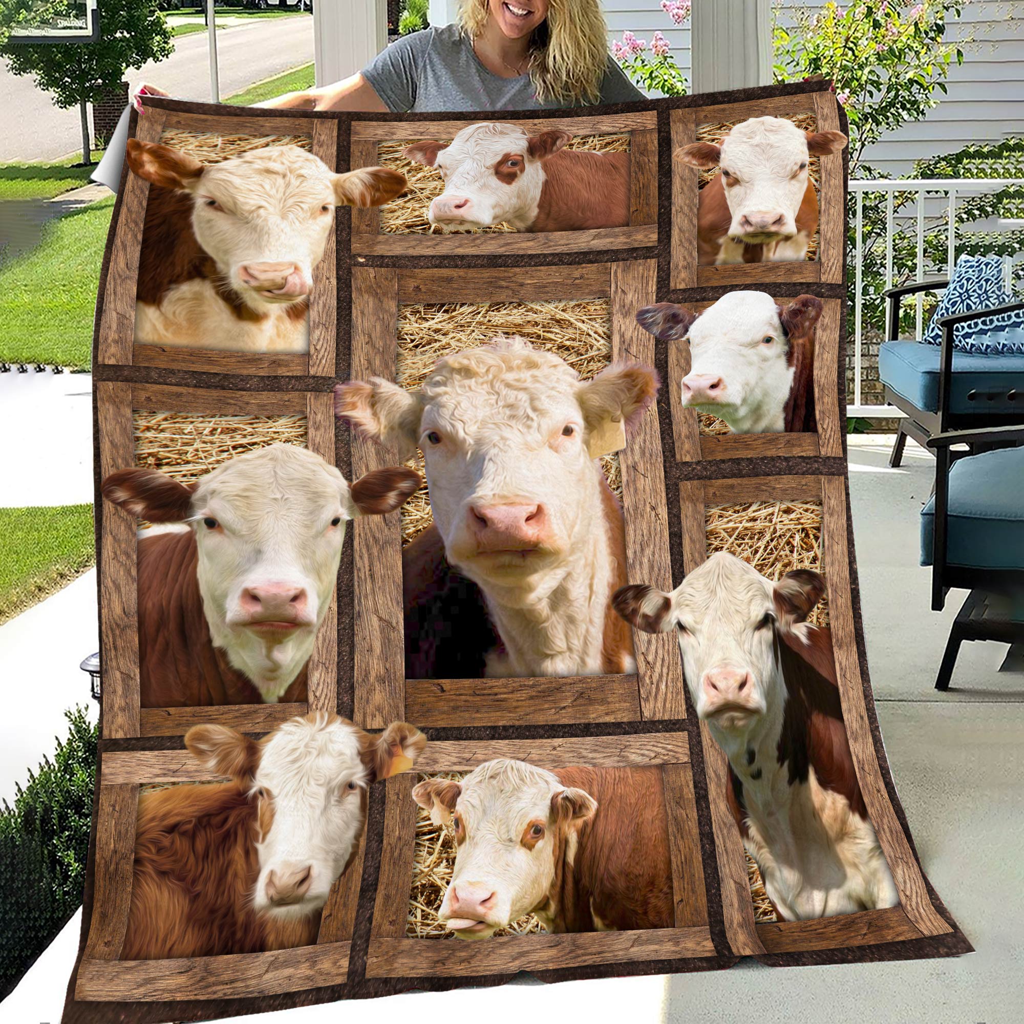 Hereford In Farm All Printed 3D Blanket