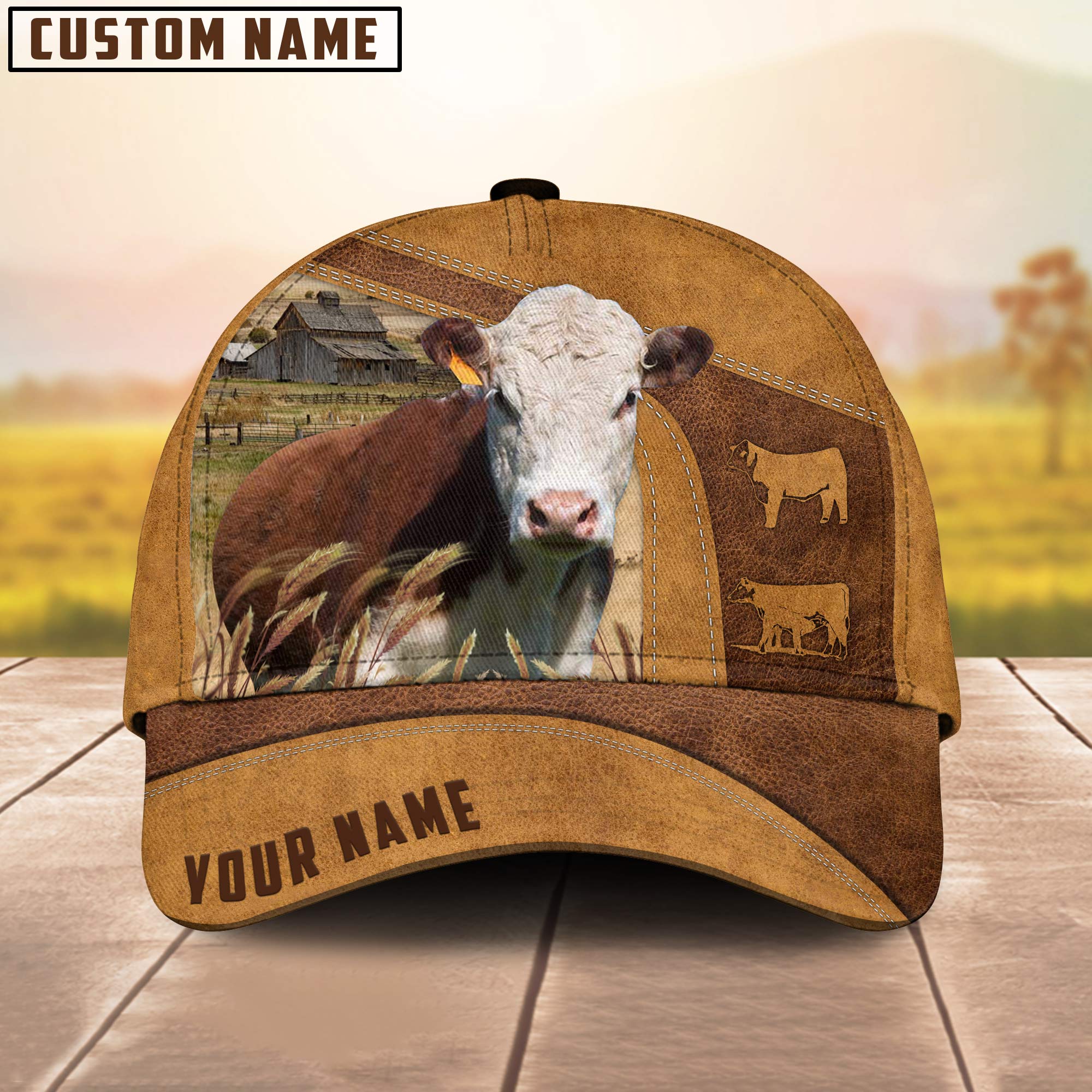 Custom Name Hereford Cattle Cap/ Cattle Hat/ Farm Baseball Hat/ Cap Hat For Farmer Farm Lover