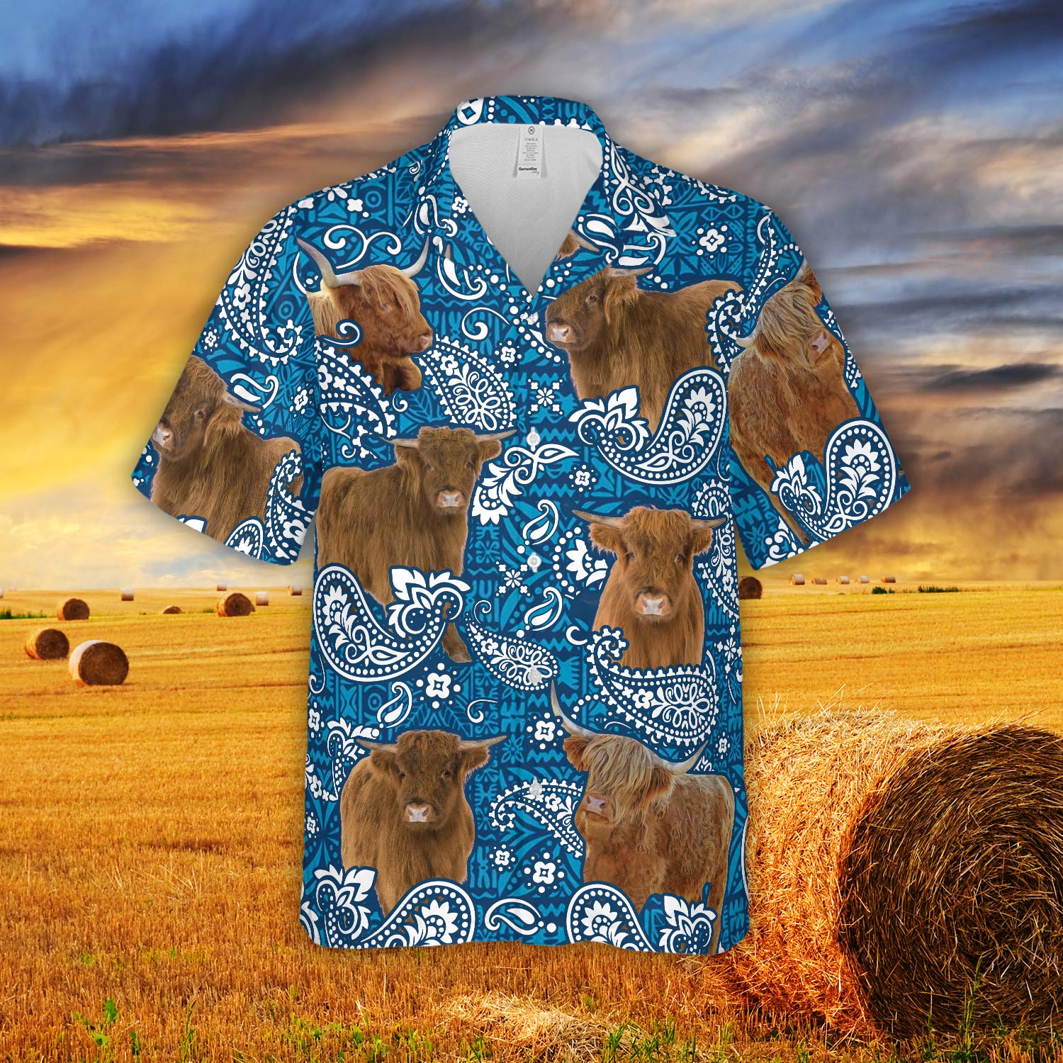 Paisley Pattern Highland Autumn Farm Hawaiian Shirt