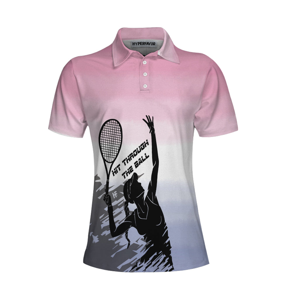 Hit Through The Tennis Ball Dip-Dyed Short Sleeve Women Polo Shirt Coolspod