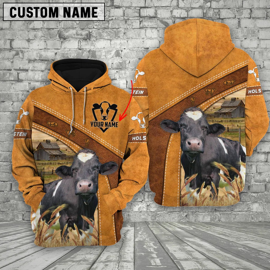 Personalized 3D All Over Print Holstein Cattle Zip Hoodie For Her Him/ Farm Hoodie For Cow Lover