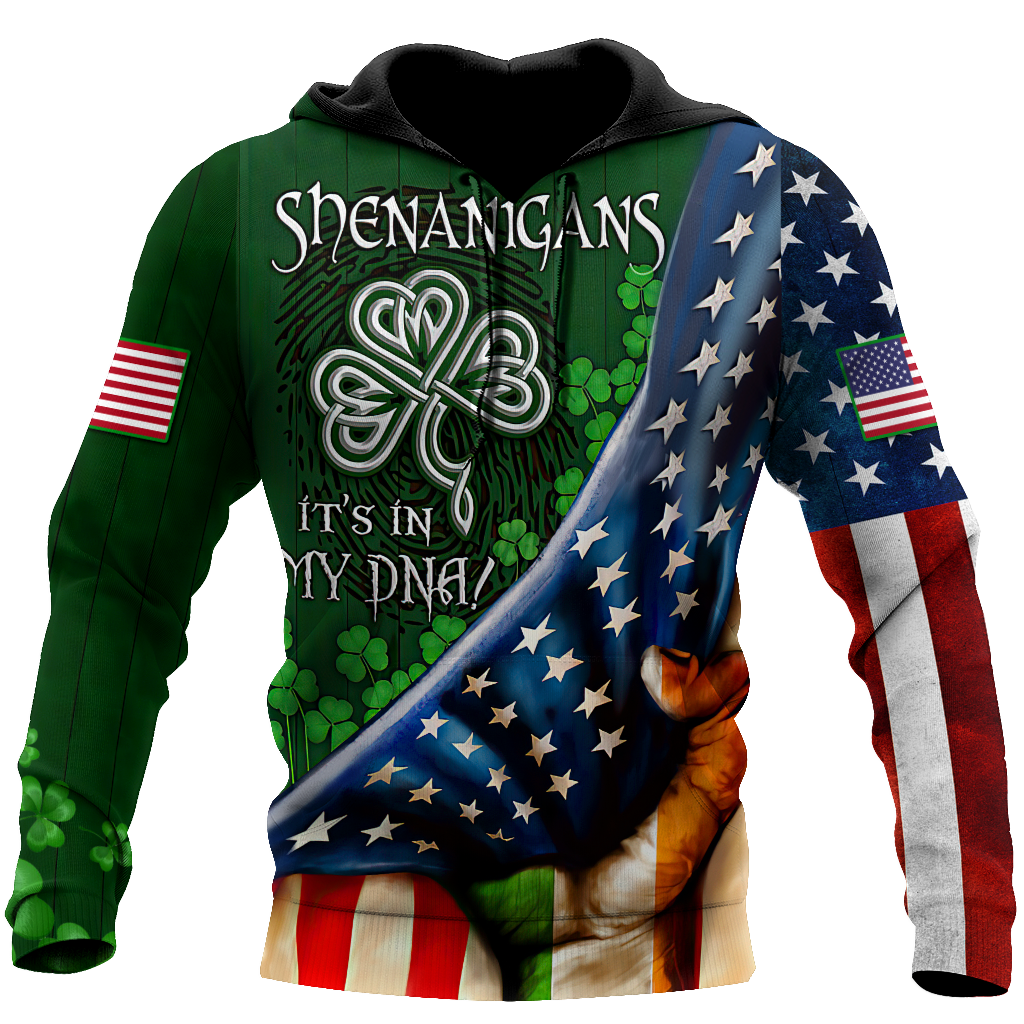 Shenanigans It is my DNA USA Flag 3D All Over Print Shirts/ Saint Patrick''s Day Shirt/ Irish Shirt/ USA Flag Shirt