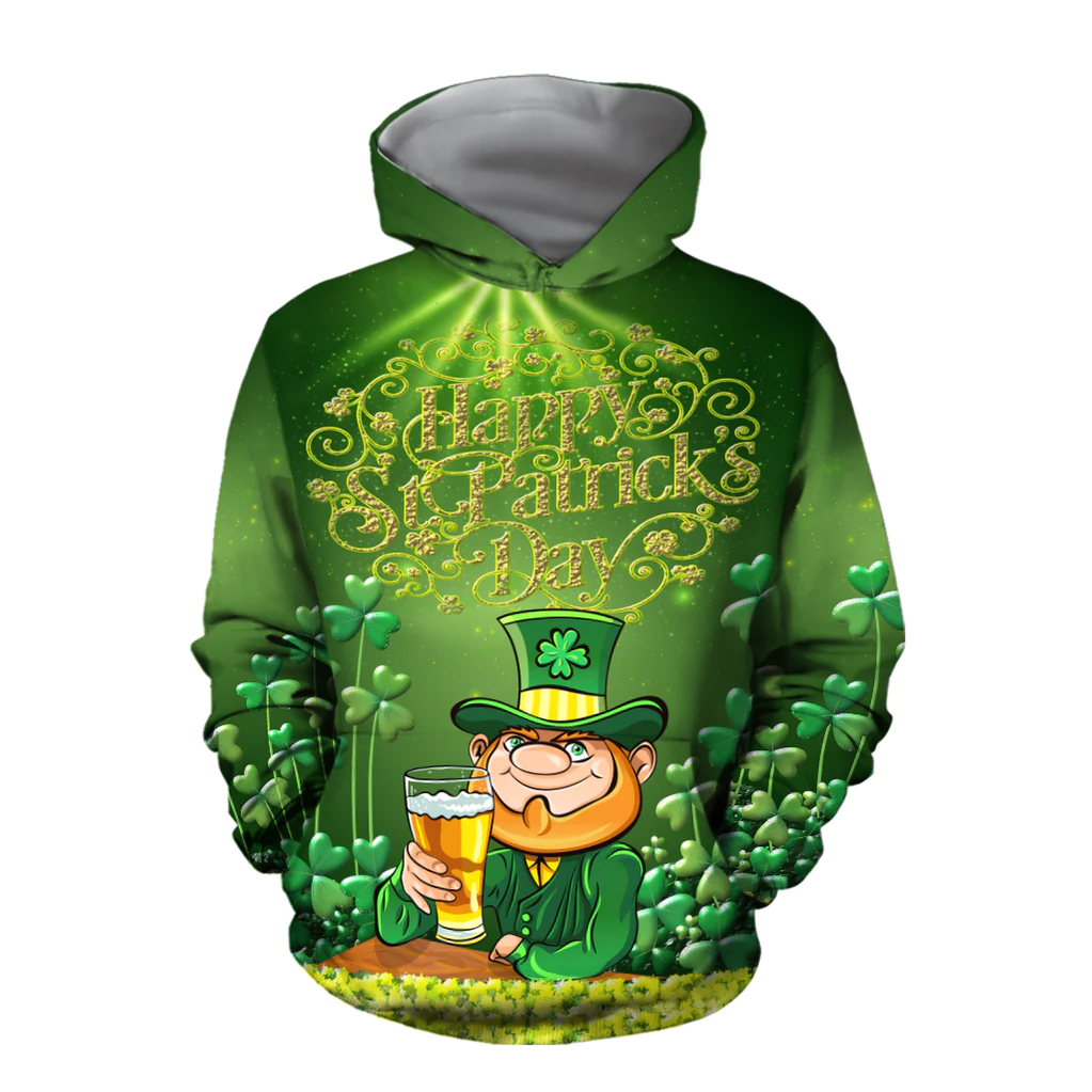 Happy St Patrick''s Day Hoodie Sweater All Over Printed Shirt/ Let Day Drink Beer Shirt