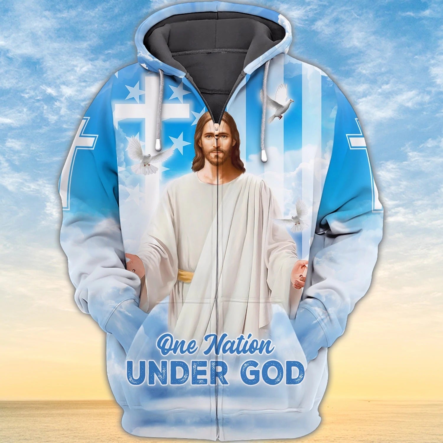 One Nation Under God 3D All Over Print Shirt Hoodie/ 4Th Of July Patriotic 3D Hawaiian Shirt/ Independence 3D Shirt