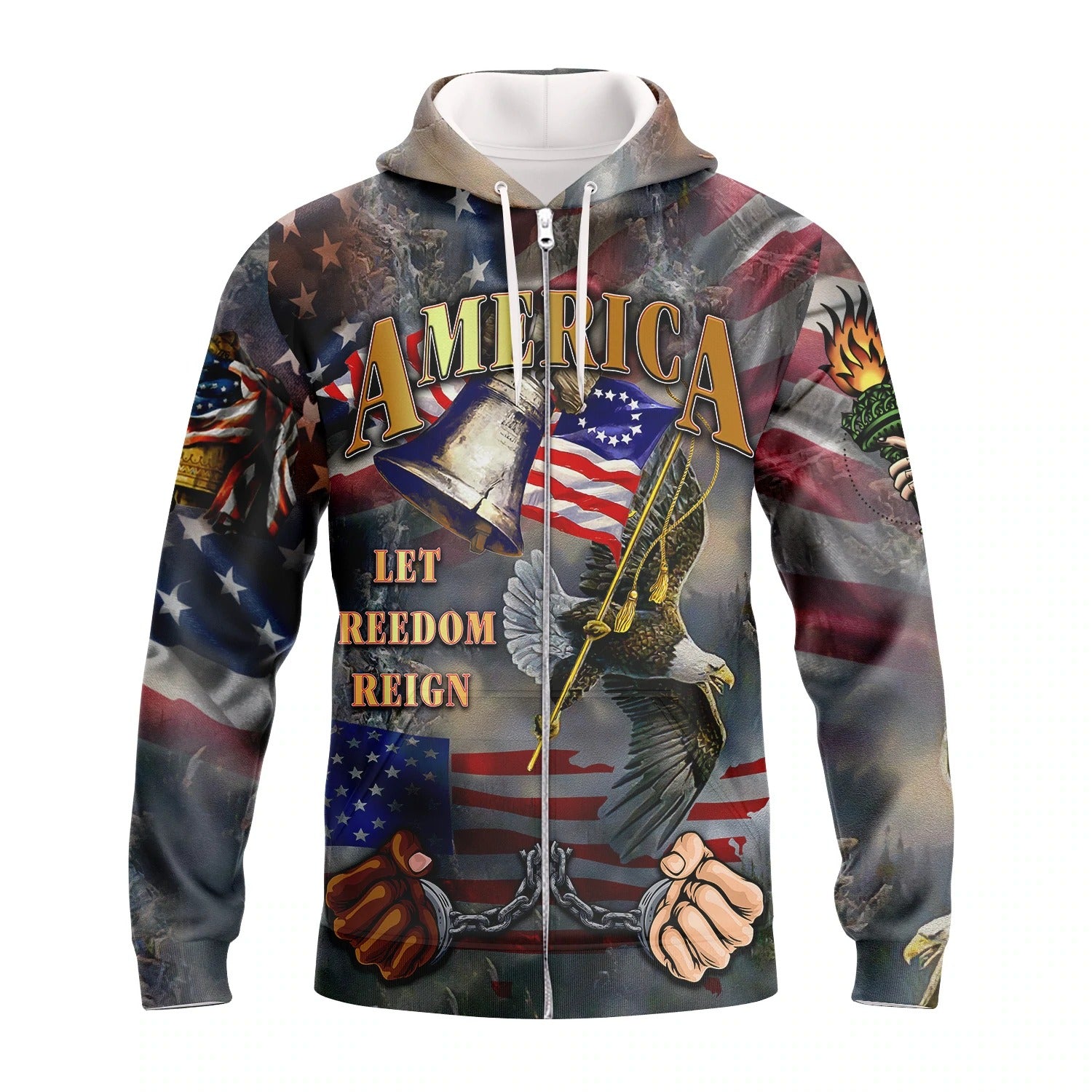 Independence American Let Freedom Reign 3D All Over Print Tee Shirt Hoodie 3D Bomber Sweatshirt 4Th July USA Shirt