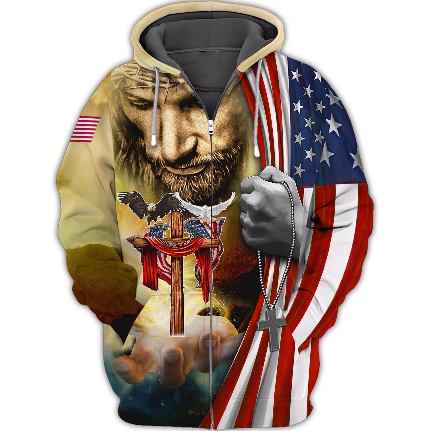 One Nation Under God/ 3D Full Print Hoodie T Shirt/ Independence Day 3D Hawaiian Shirts