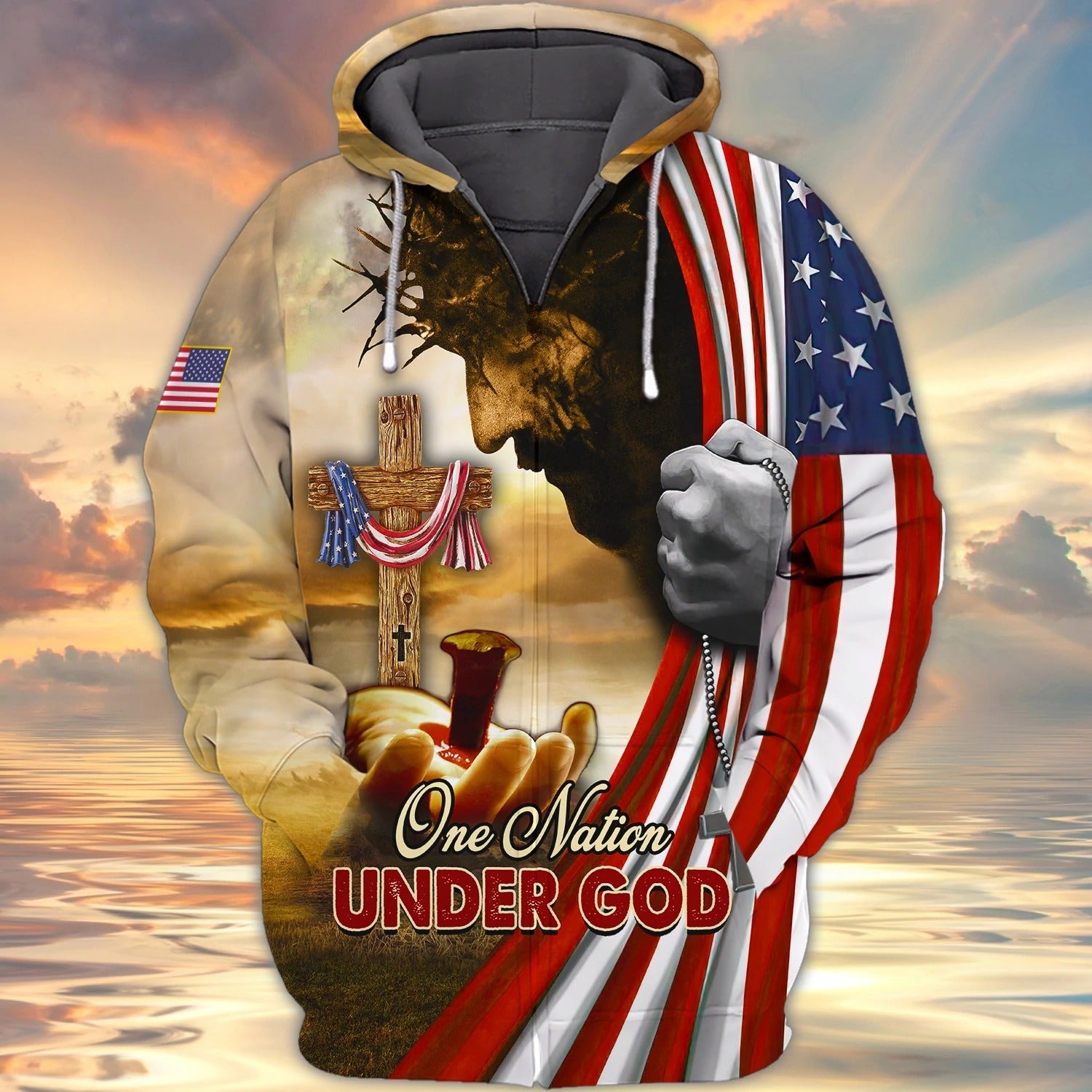 One Nation Under God Christian 3D Full Printed Shirts/ Independence Day Hoodie 3D Tee Shirt/ Patriotice 3D Tshirts