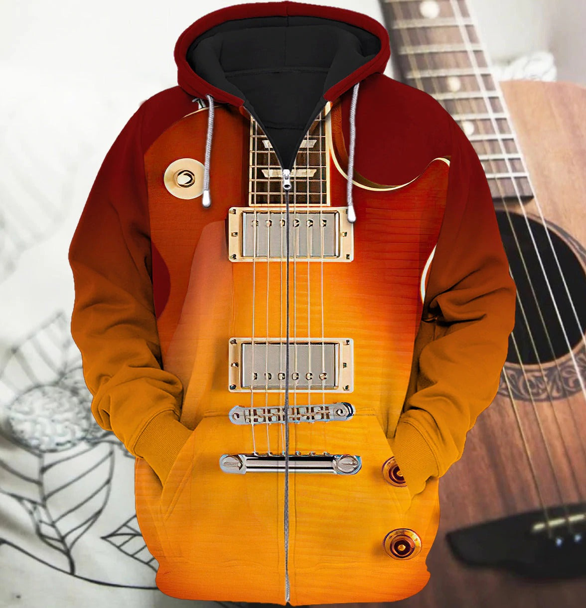 3D All Over Print Electric Guitar T Shirt/ Guitar Lover 3D Hoodie Shirts/ Gift For Guitar Men Woman