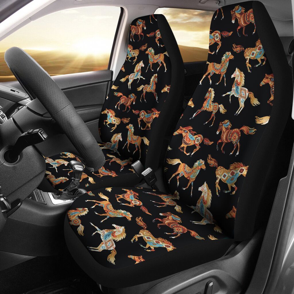 3D Full Printed Car Seat Cover With Horse Aztec/ Front Carseat Cover For Horse Lover