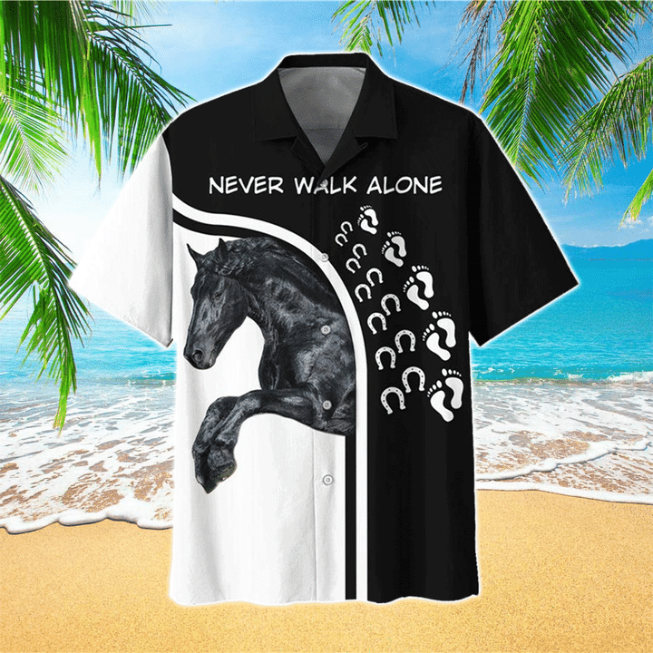 Gift for horse lovers/ This Girl Runs On Jesus And Horse Black Brown Hawaiian Shirt