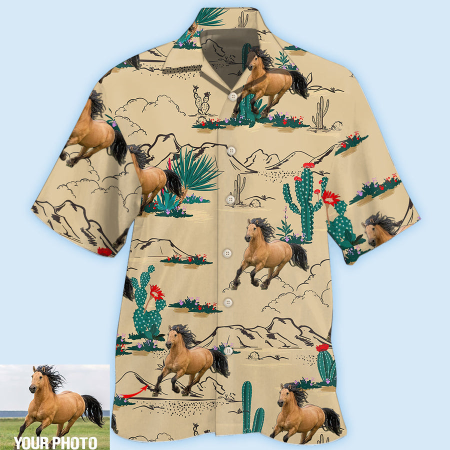 Horse Desert Custom Photo Hawaiian shirt/ 3D All Over Print Hawaiian Shirt/ Horse Shirt