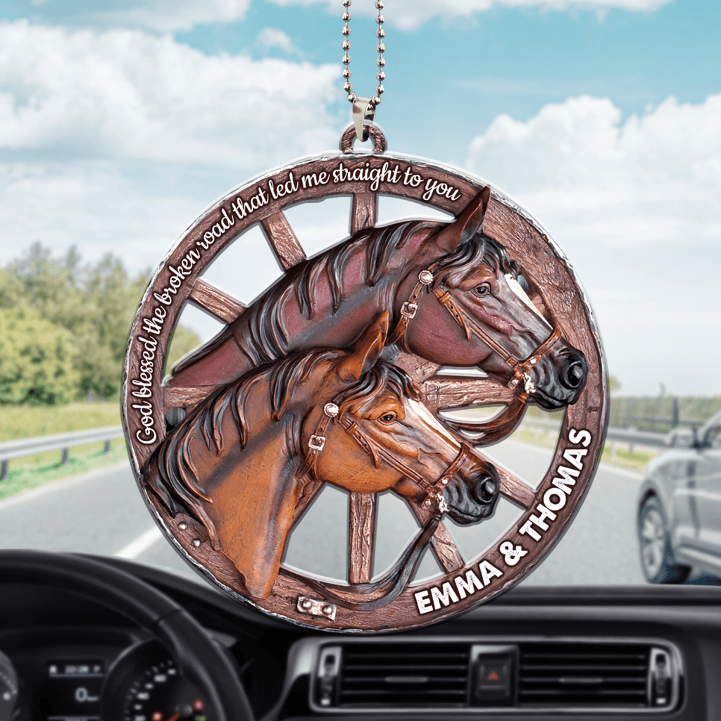 Personalized Ornament Horses Wagon Wheel Couple Ornament Horse Lovers Gifts
