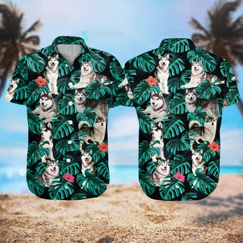 Husky Hawaii Shirt/ Husky Shirts/ Shirt For Men/ Hawaiian Shirts