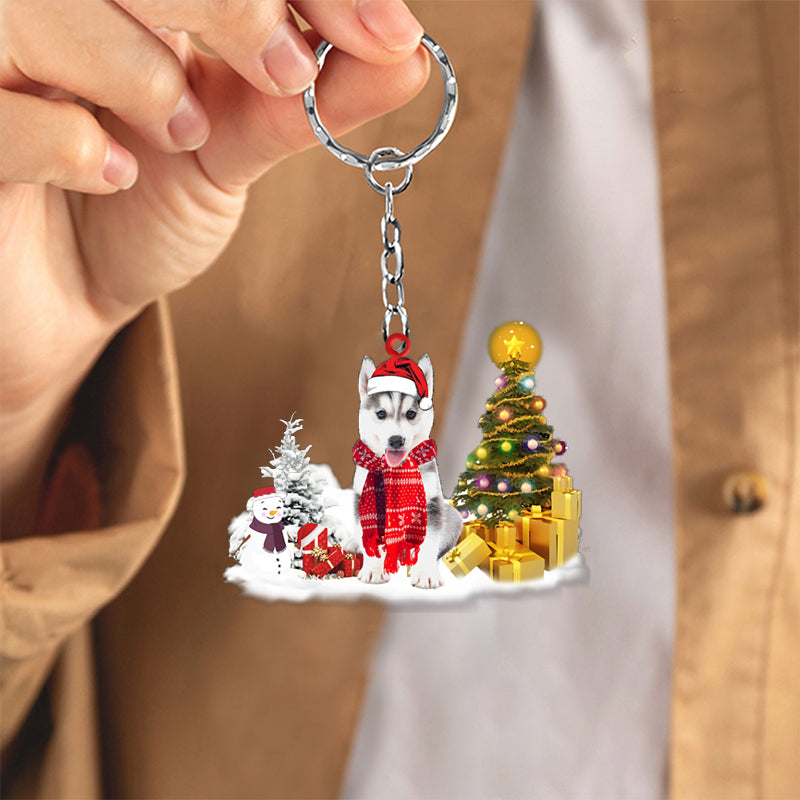 Husky Early Merry Christmas Acrylic Keychain Dog Keychain