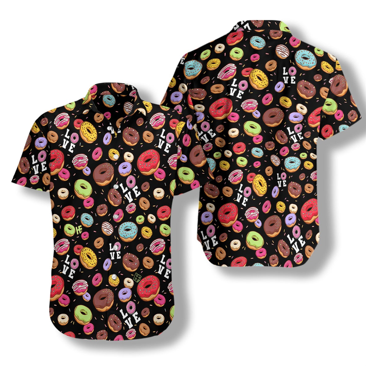Donut Black Hawaiian Shirt/ Colorful Summer Aloha Shirt For Men Women