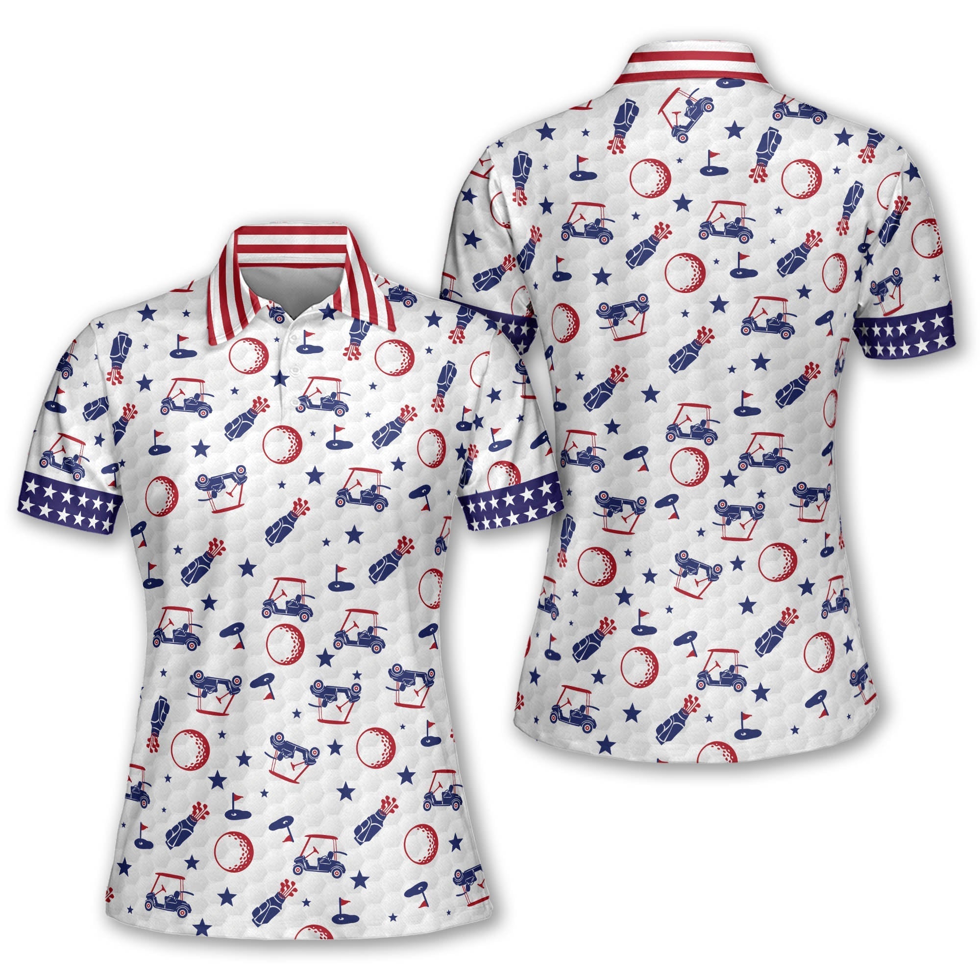4th Of July Seamless Golf Pattern Women Short Sleeve Polo Shirt Sleeveless Polo Shirt