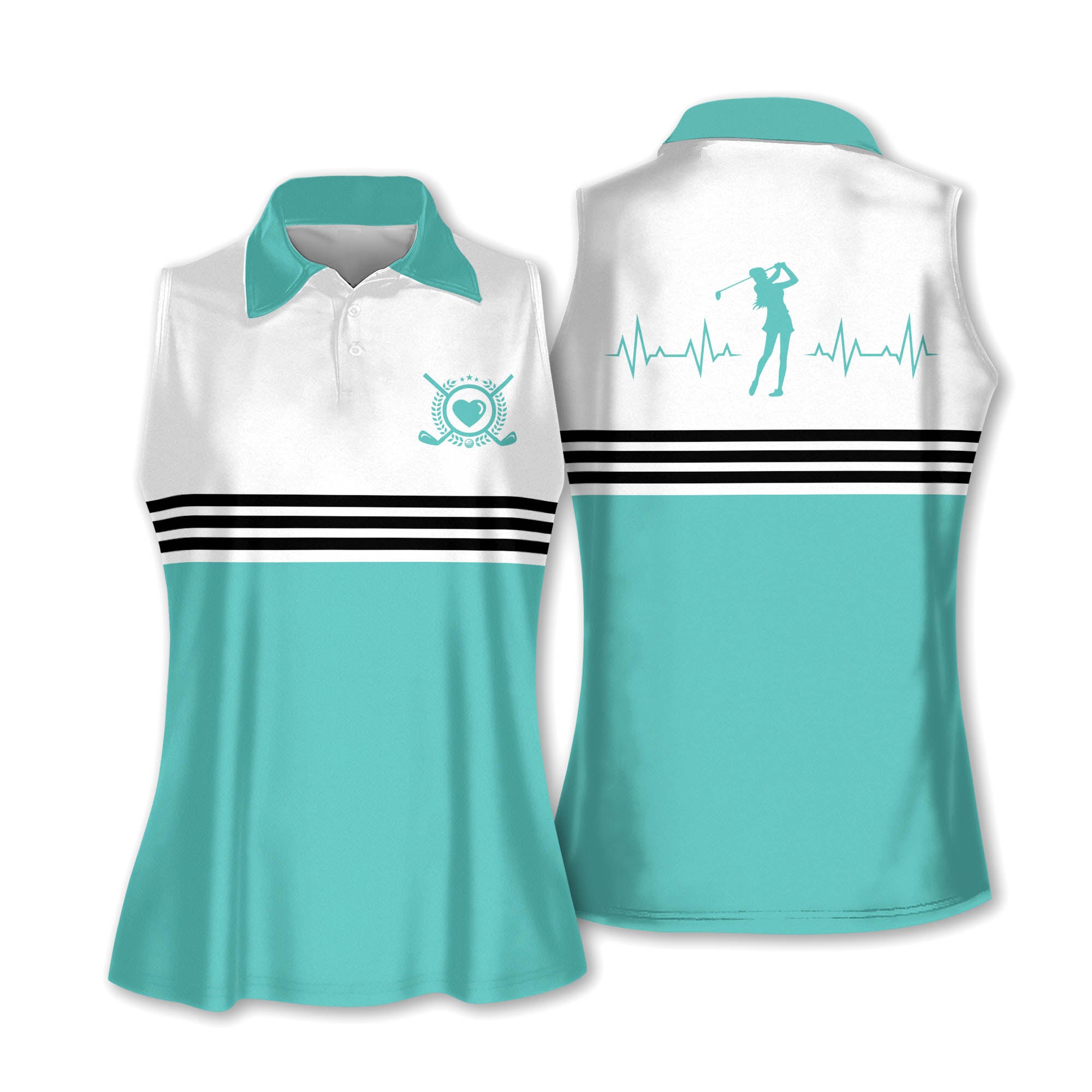 Golf Heart Beat multicolor Sleeveless Polo Shirt  for woman