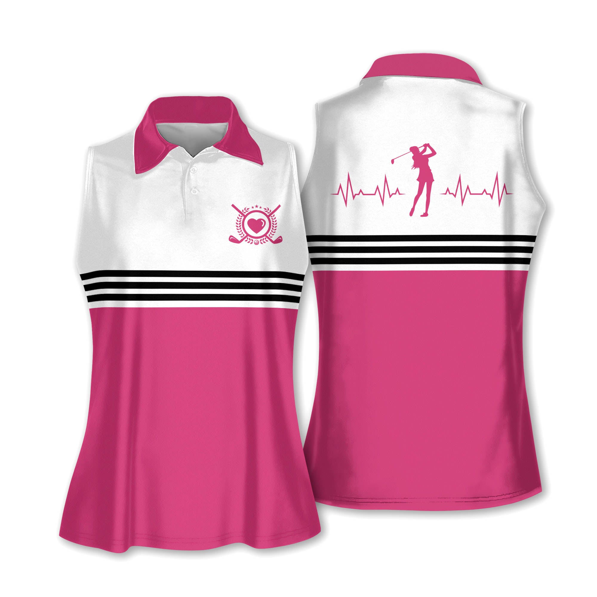 Golf Heart Beat multicolor Sleeveless Polo Shirt  for woman