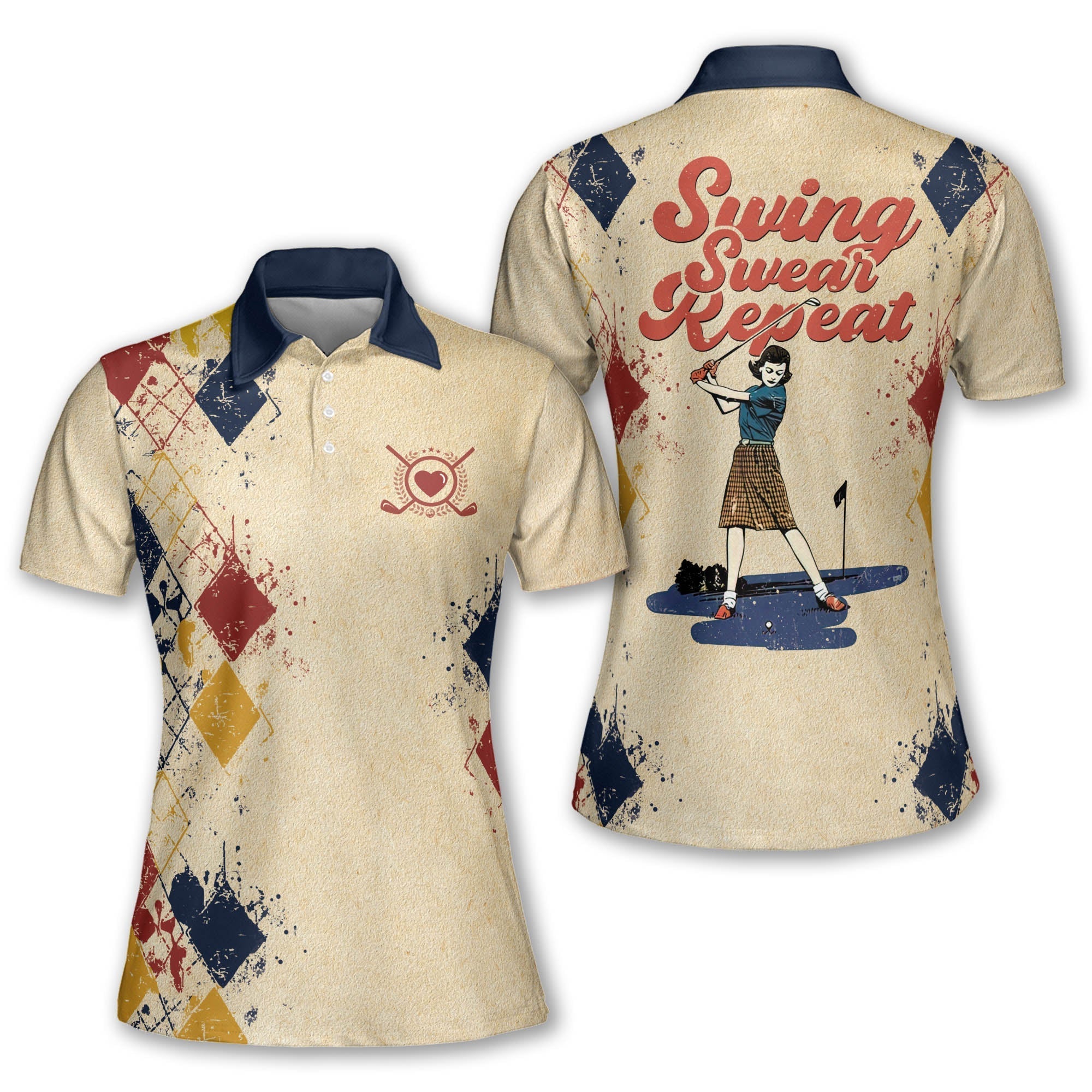 Swing Swear Repeat Sleeveless Short Sleeve Polo Shirt