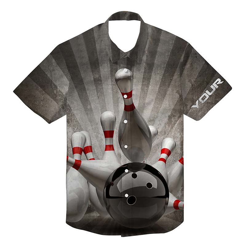 Hawaiian Bowling Shirts Custom Name Red Flame Bowling Shirt/ Personalized Bowling Team Shirts