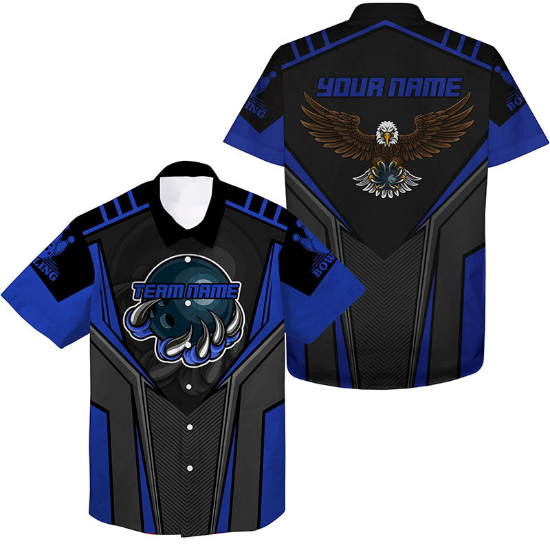 Custom Name And Team Name Bowling Hawaiian Shirt For Men/ Eagle Men
