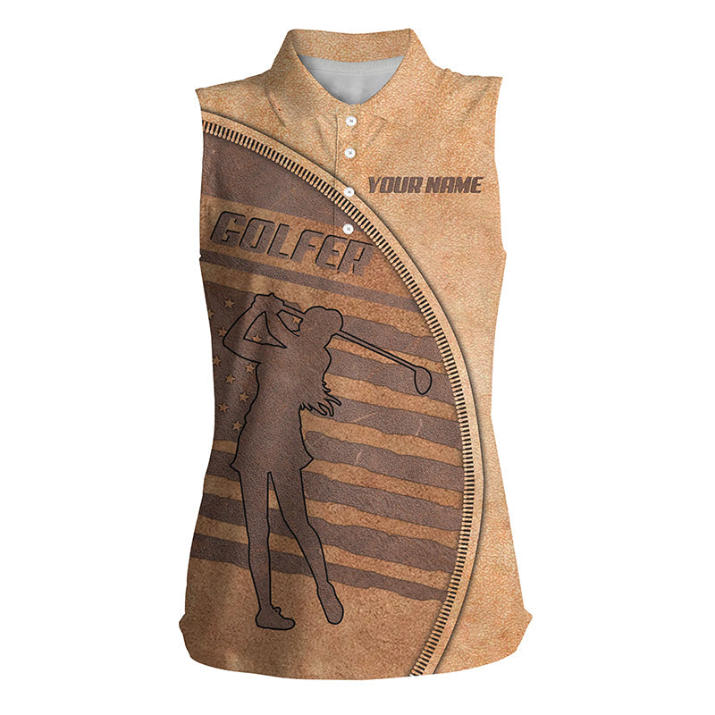 Personalized Women''s Sleeveless Polo Shirts American Flag Team Golf Shirt/ Custom Name Golf Gifts Coolspod