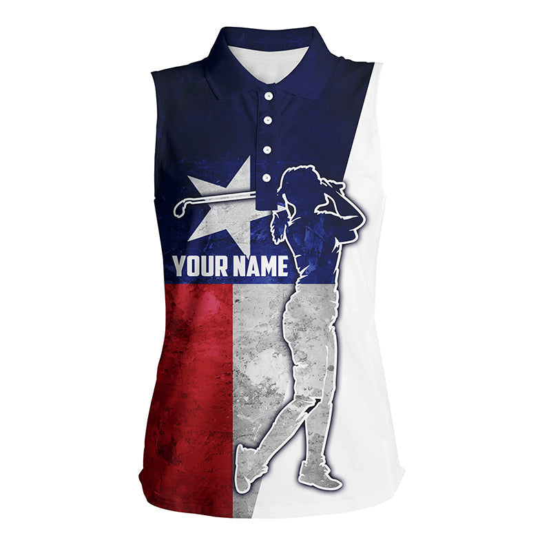 Texas flag Womens sleeveless polo shirt custom name patriot golf gifts/ golf shirts for women