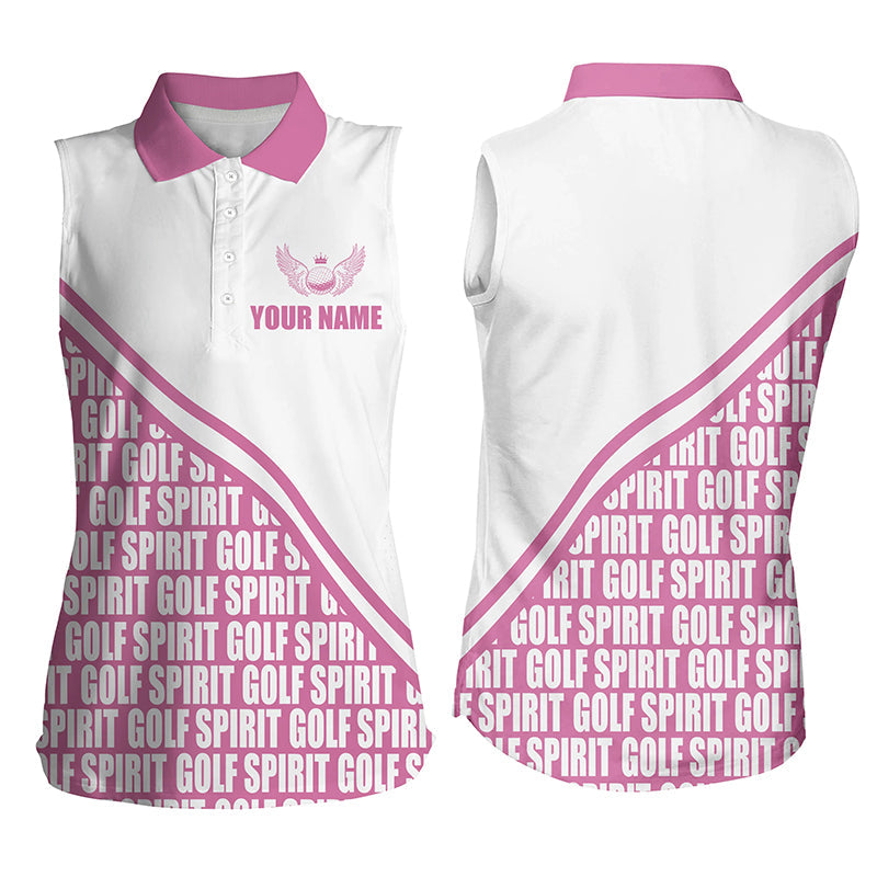 Custom Name Pink Pattern Golf Shirts For Women/ Ladies Golf Top/ Women Sleeveless Polo Shirts/ Golf Cool Shirt