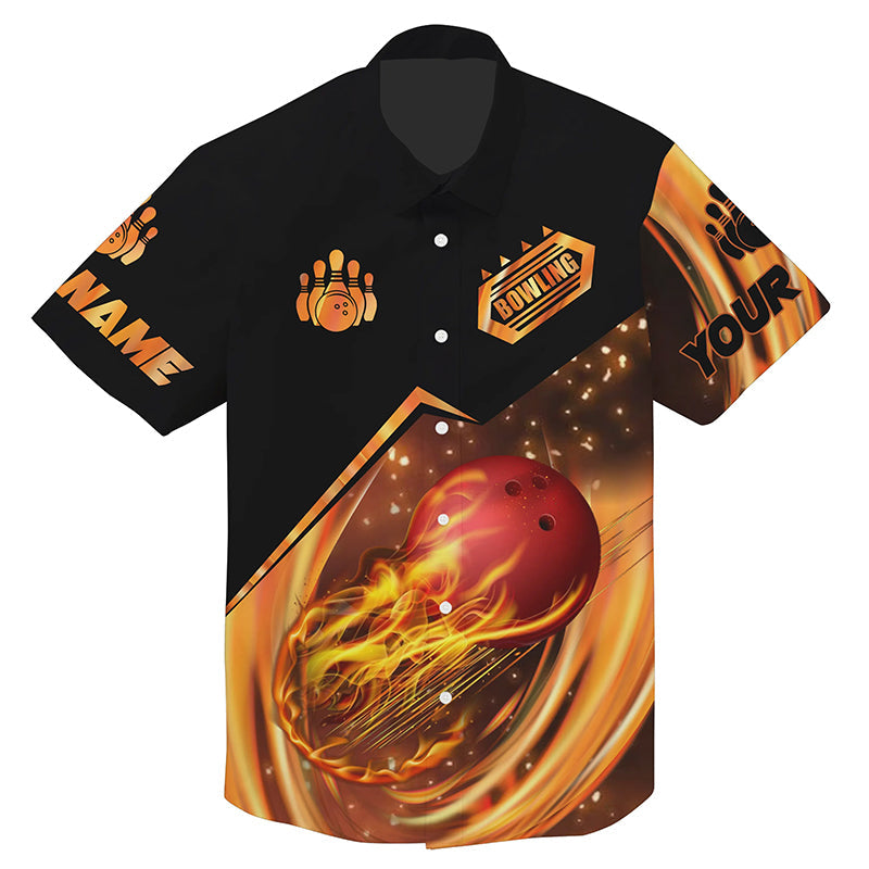 Hawaiian Bowling Shirts Custom Name Flame Bowling Shirt/ Personalized Bowling Team Shirts