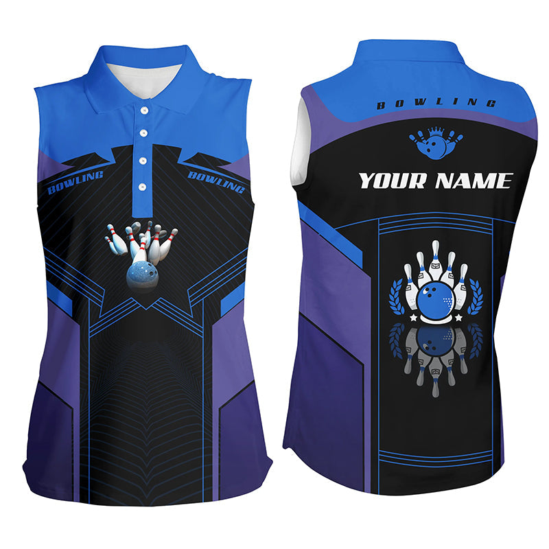 Personalized bowling Sleeveless polo Shirt for women/ custom bowling team shirts/ gift for bowler