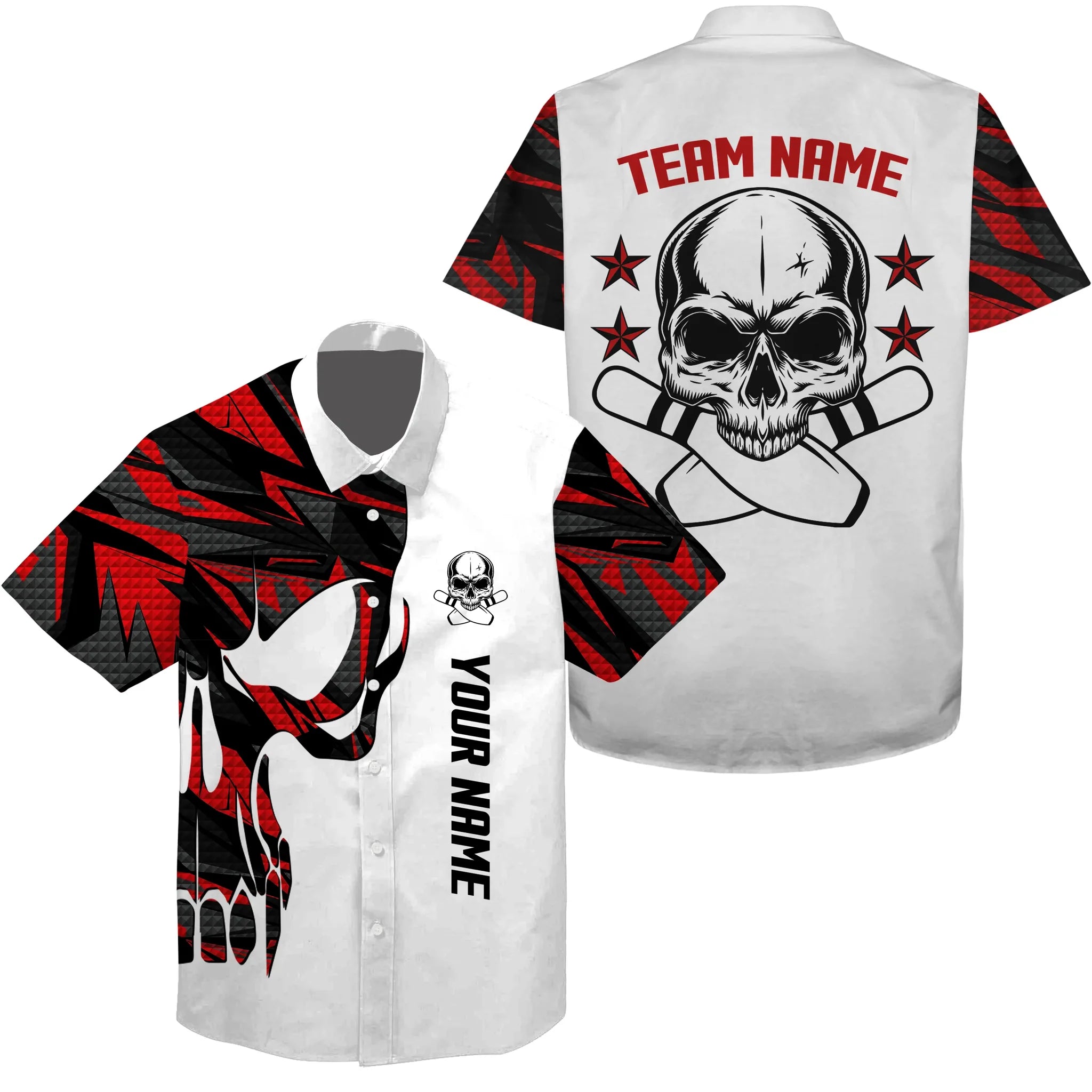 Bowling Hawaiian Shirt Custom Name And Team Name Skull Bowling/ Team Bowling Shirts
