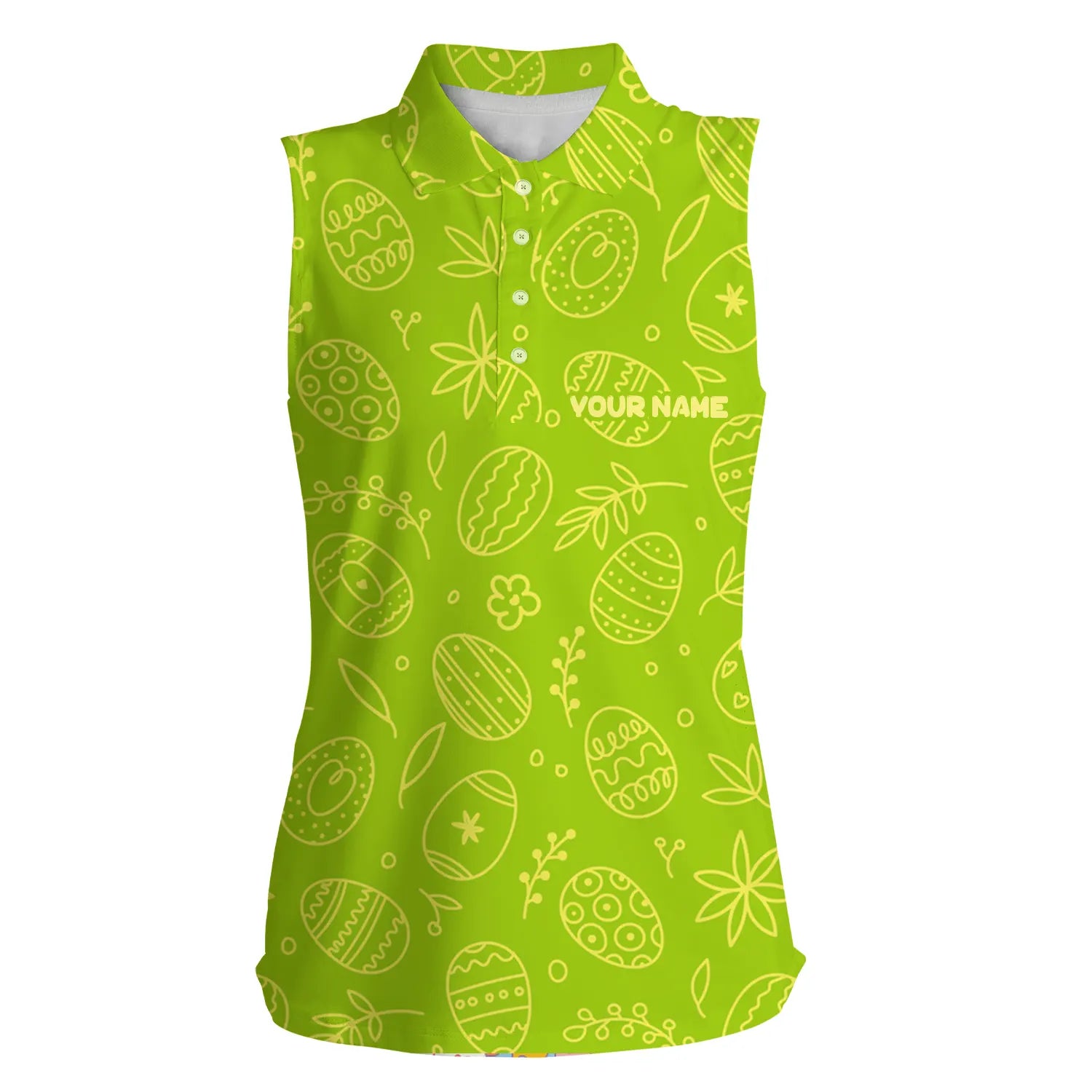 Olorful Easter Eggs Pattern Golf Shirt Custom Womens Sleeveless Polo Shirt/ Easter